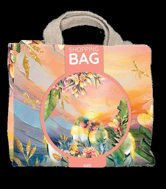 REUSABLE SHOPPING BAG - LOVE BIRD SUNSET