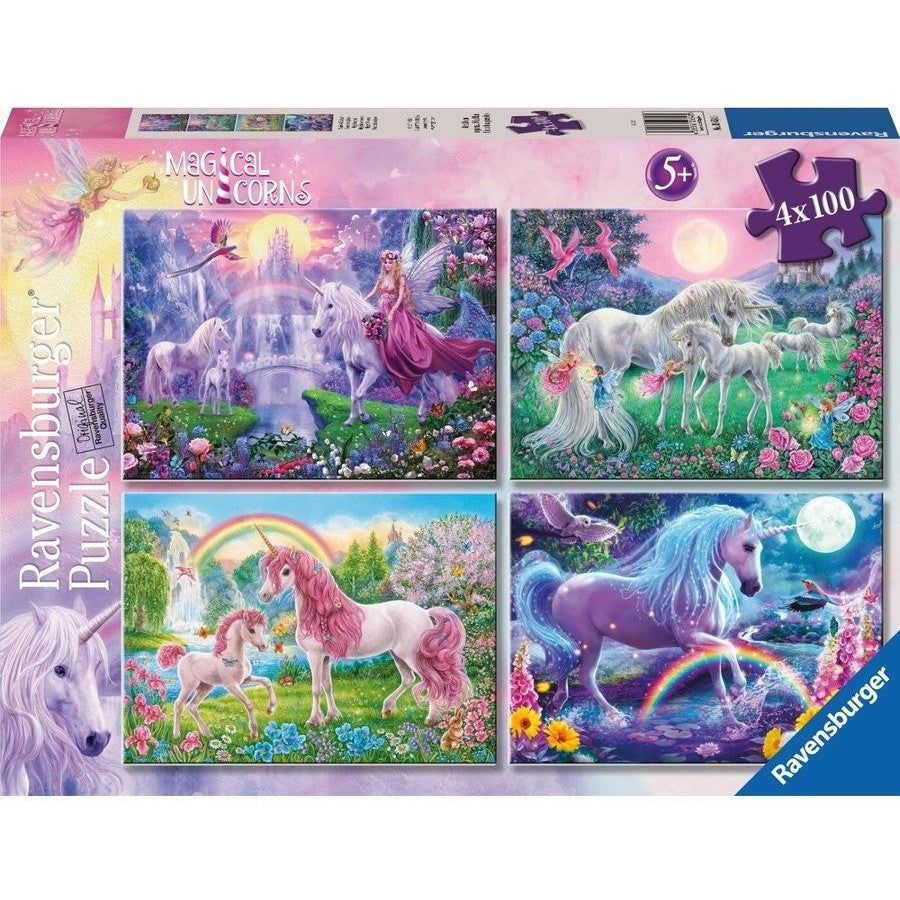 JIGSAW RAVENSBURGER - MAGICAL UNICORN 4 X 100PCS