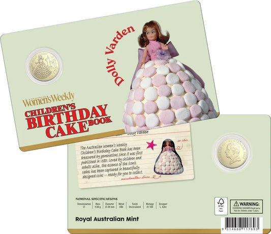 AWW Birthday Cake Dolly Varden 2025 $1 Uncirculated Coin in Card