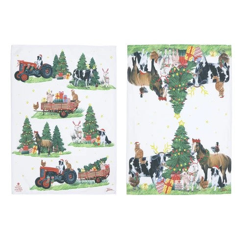 kichern towel christms at the farm 2pack