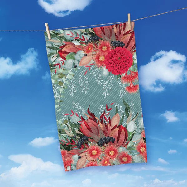 COTTON TEA TOWEL 45X70CM FESTIVE BOUQUET