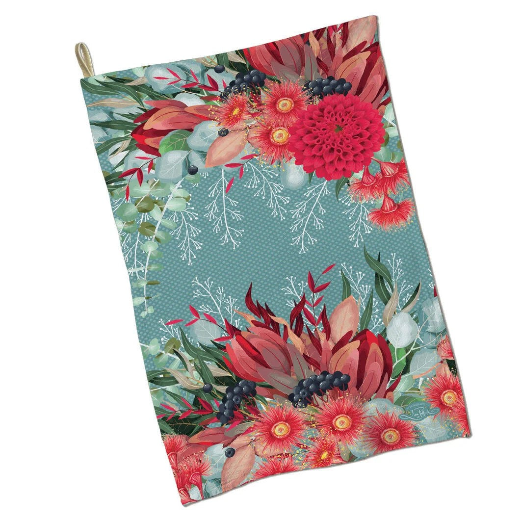 COTTON TEA TOWEL 45X70CM FESTIVE BOUQUET