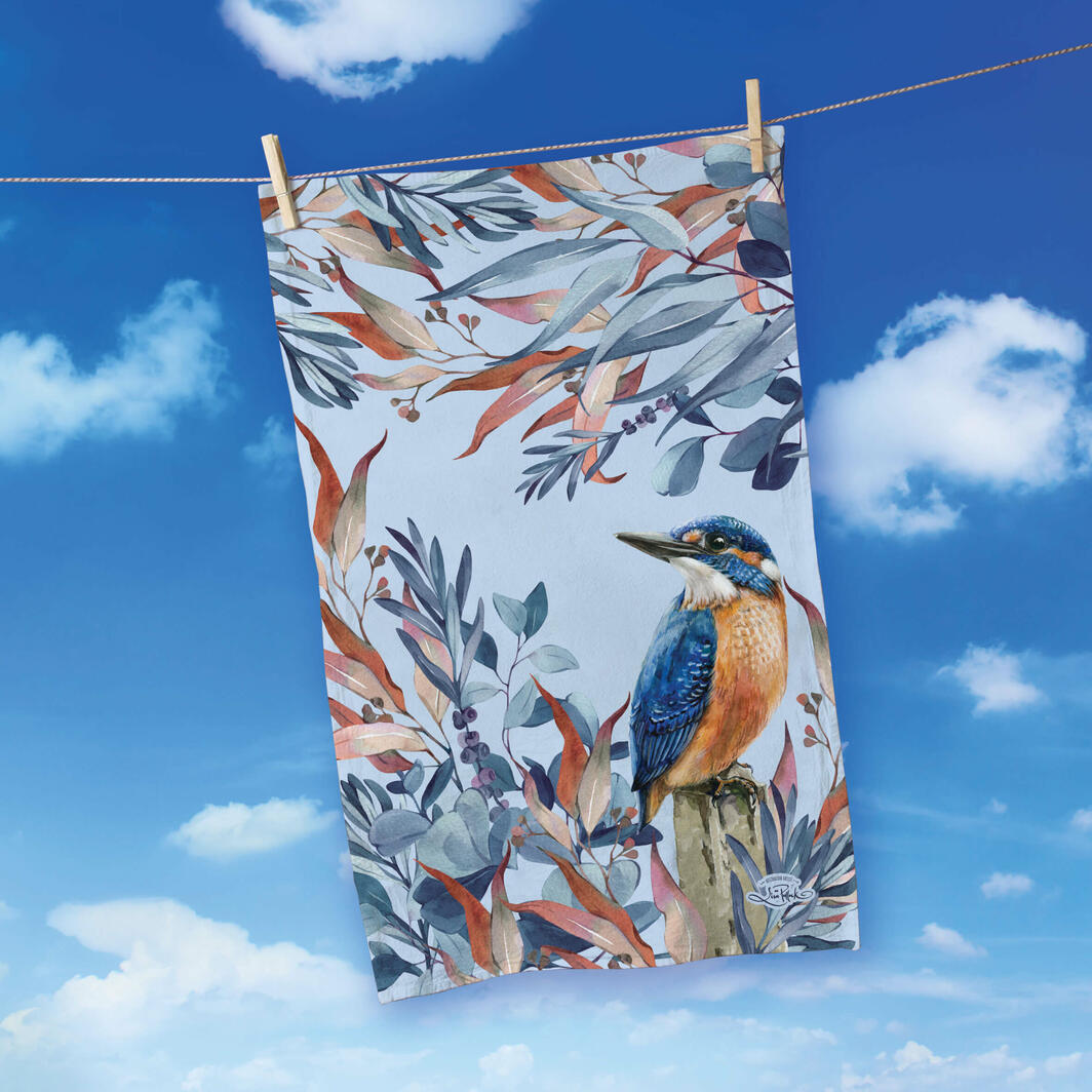 COTTON TEA TOWEL 45X70CM AZURE KINGFISHER