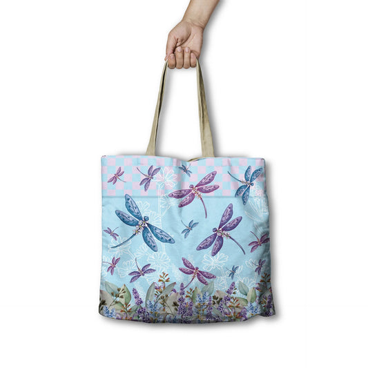 SHOPPING BAG LAVENDER DRAGONFLIES