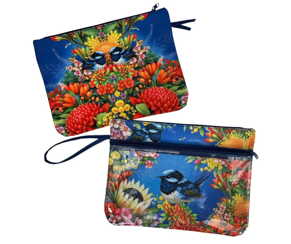 WET BAG STUFF - FLORAL BLUE WRENS