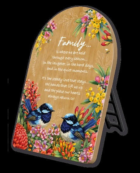 Arch Affirmation Plaque 13x18cm Family - Fairy Wrens