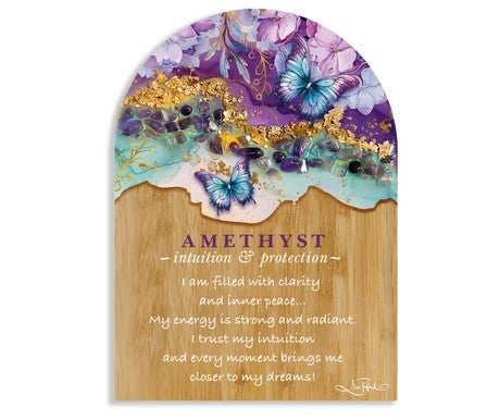 plaque amethyst crystal resin arch 13x18cm