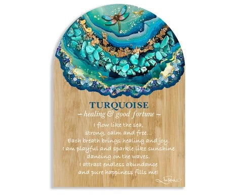 plaque arch turquoise crystal resin 13x18cm