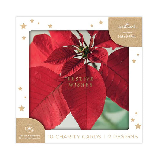 CHRISTMAS BOXED CARDS WREATH POINSETTIA