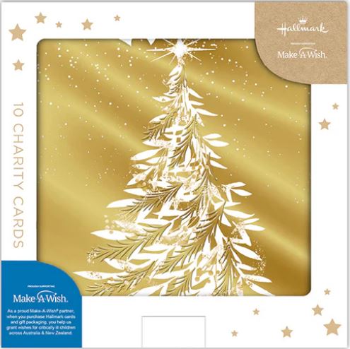 CHRISTMAS BOXED CARD GOLD XMAS TREE