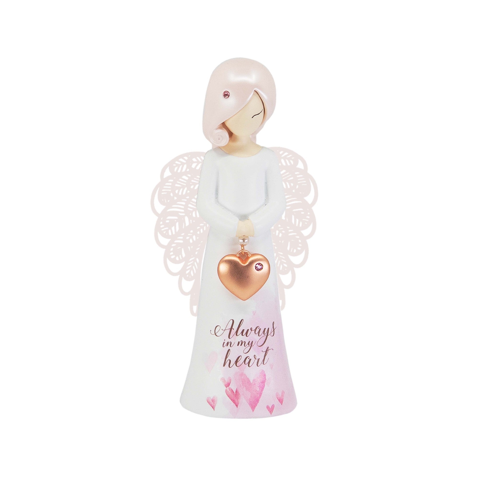 YOU ARE AN ANGEL FIGURINE 125MM ALWAYS IN MY HEART PINK